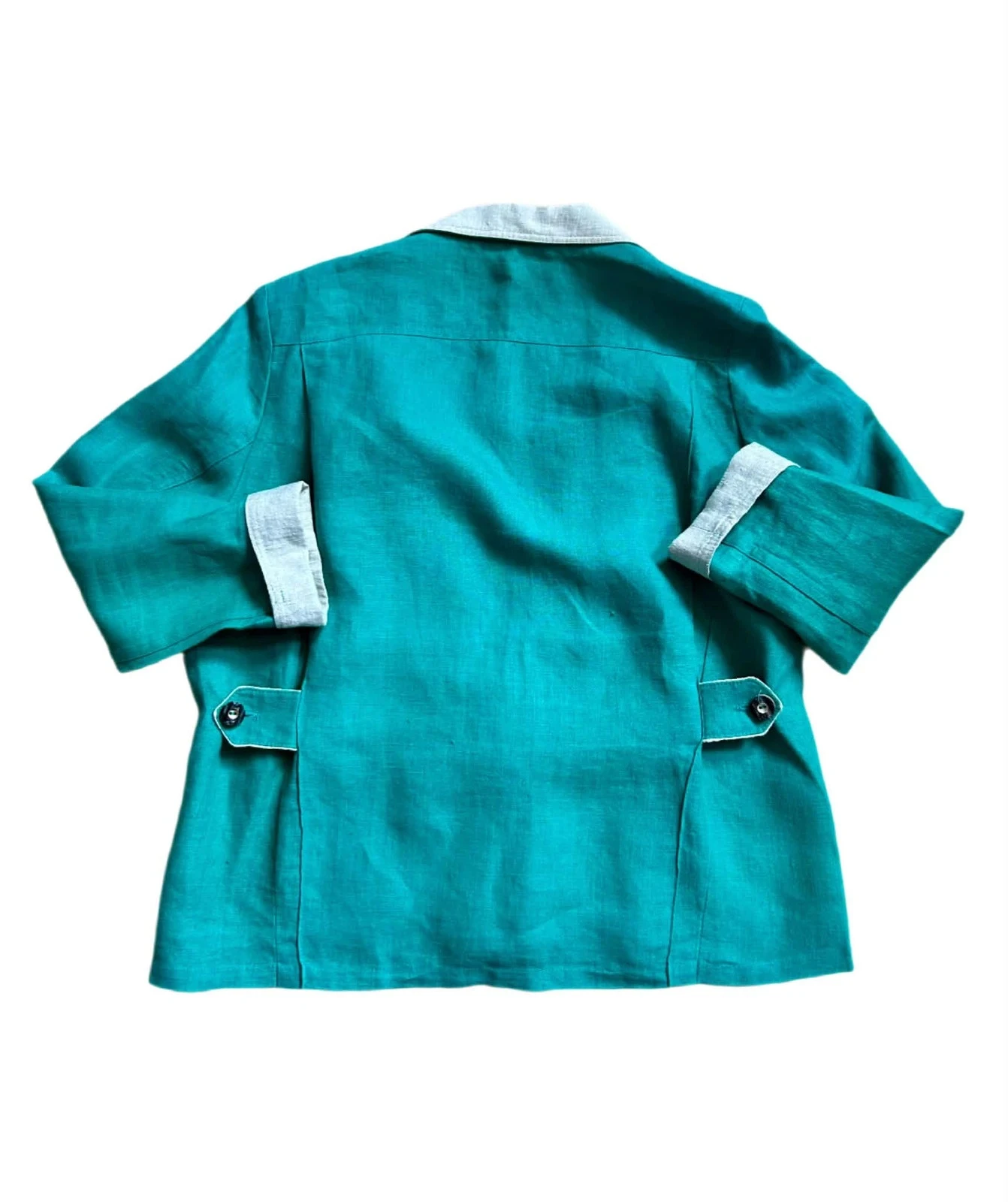 🦚Blazer 100% linnen emeraldgroen vintage 80s90s cottagecore Oostenrijkse smaragd linnen retro jas 36/38🌿 – photo 9